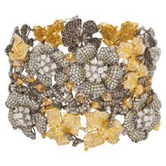Diana M. I. 37 carati 18kt bicolore nero rodio oro giallo braccialetto morbido 37cts