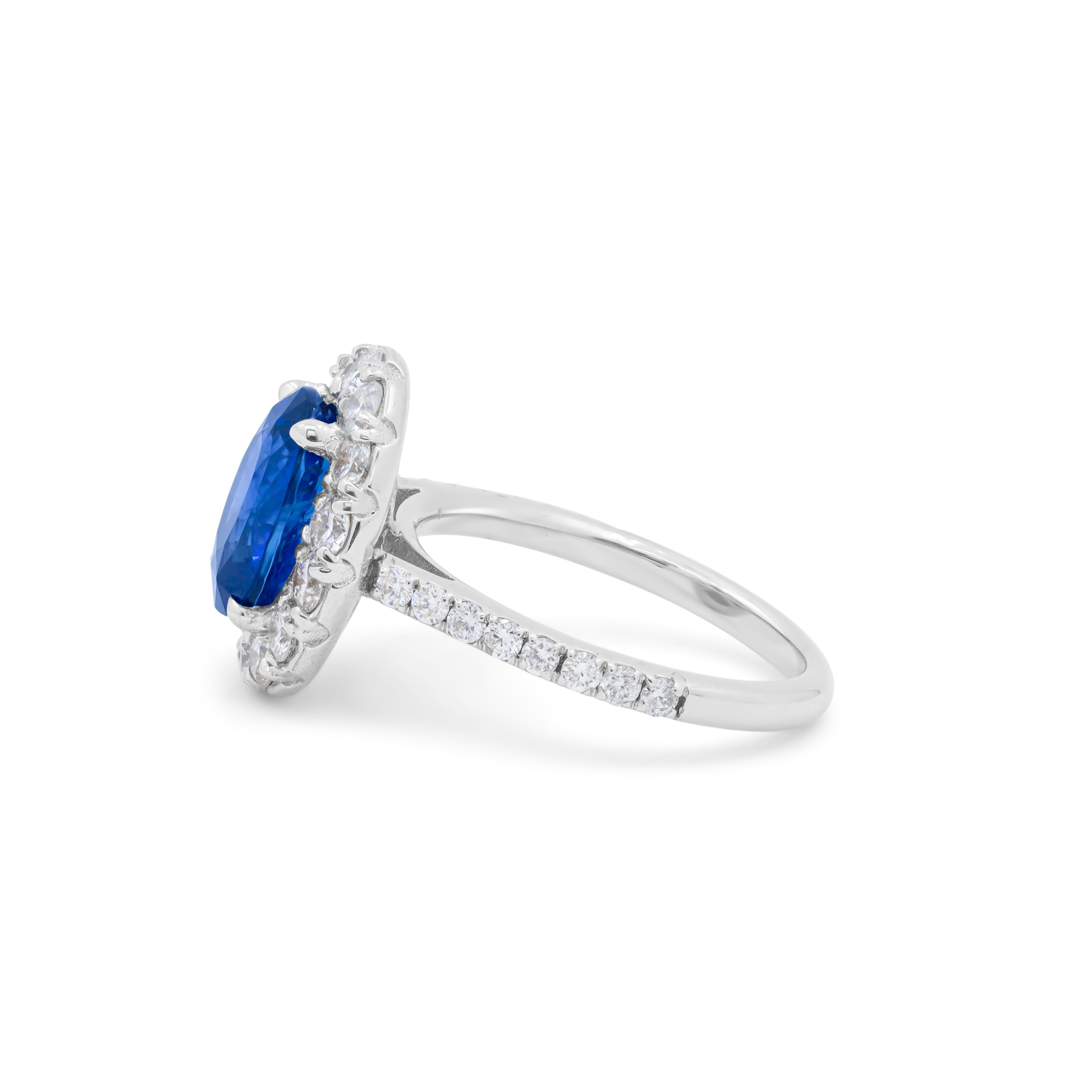Oval Cut Diana M. 18kt wg sapphire ring set with 3.60ct sapphire and 1.00cts of diamonds  For Sale