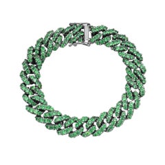 Diana M 18kt Weißgold 14cts Grüner Tsavorit A Link-Armband