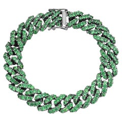 Diana M 18kt White Gold 14cts Green Tsavorite Link Bracelet
