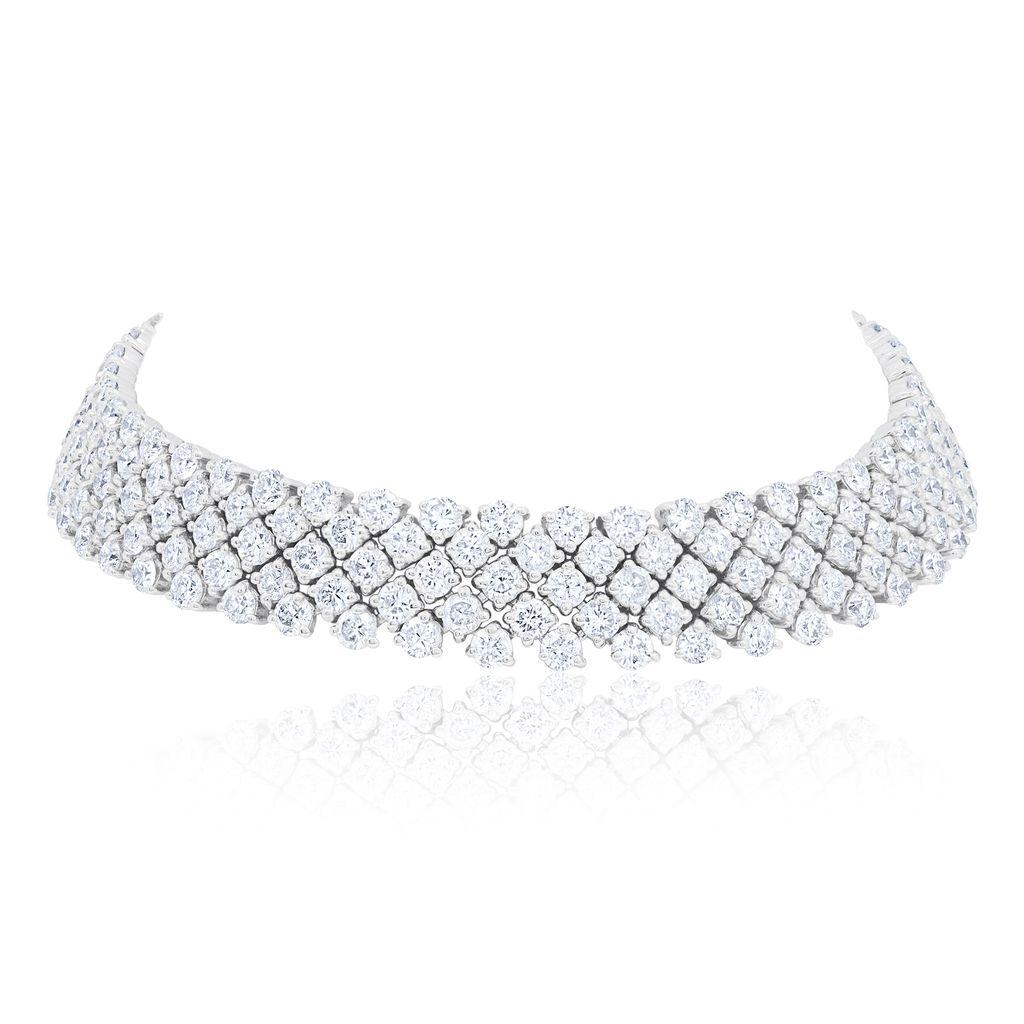 Round Cut Diana M 18kt White Gold Bracelet Featuring 14.06cts Round Diamonnds For Sale