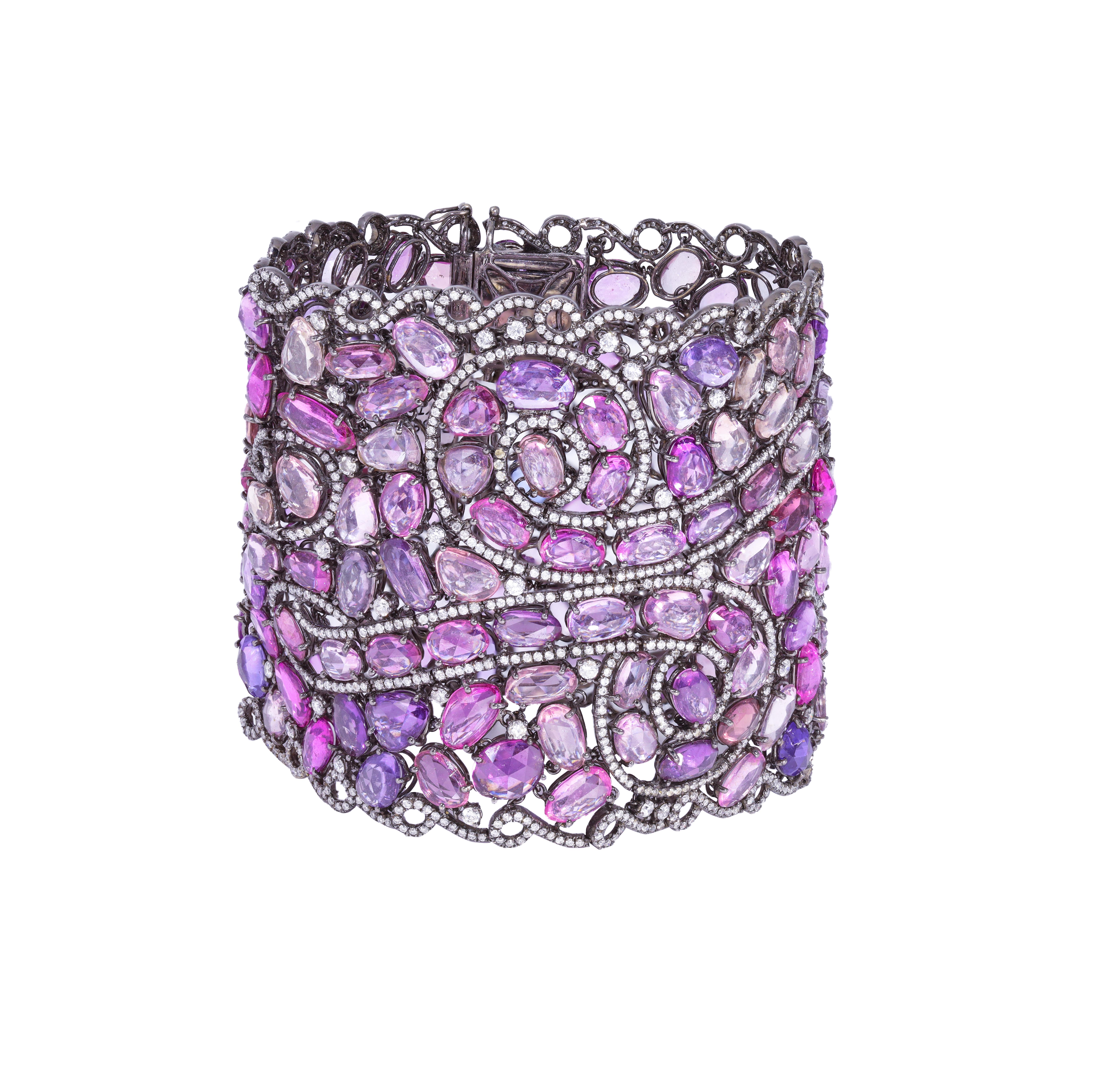 18kt white gold bracelet featuring 155.51 cts of unheated pink sapphires and 10.00 cts of round diamonds (C.Dunaigre Certified) 
Diana M. is a leading supplier of top-quality fine jewelry for over 35 years.
Diana M is one-stop shop for all your