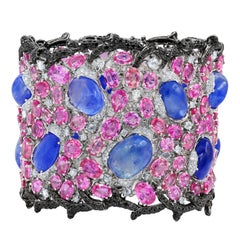 Diana M. 18kt white gold bracelet featuring 68.21 cts of muti-color sapphires