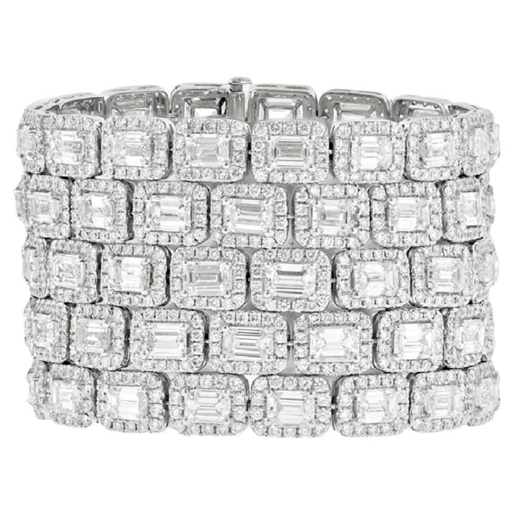 Diana M. 18kt white gold bracelet featuring 74.00 cts emerald cut diamonds  For Sale