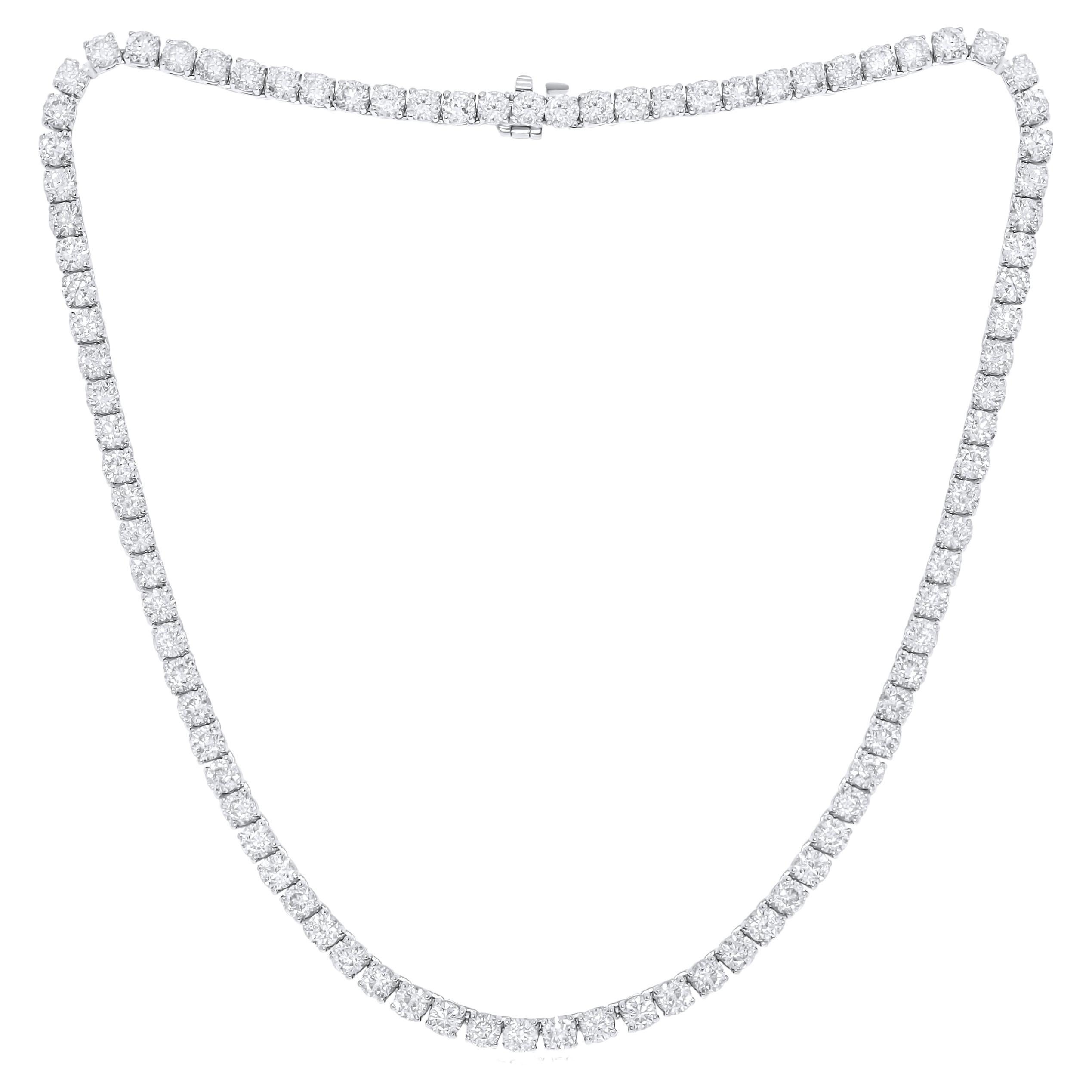 18 kt  Collo da tennis classico a 4 punte in oro bianco personalizzato da 16,5" con 17,00 carati di diamanti in vendita