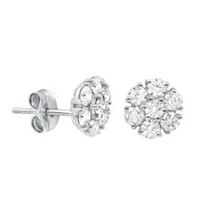 Diana M. 18kt white gold diamond cluster stud earrings containing 1.60 cts tw