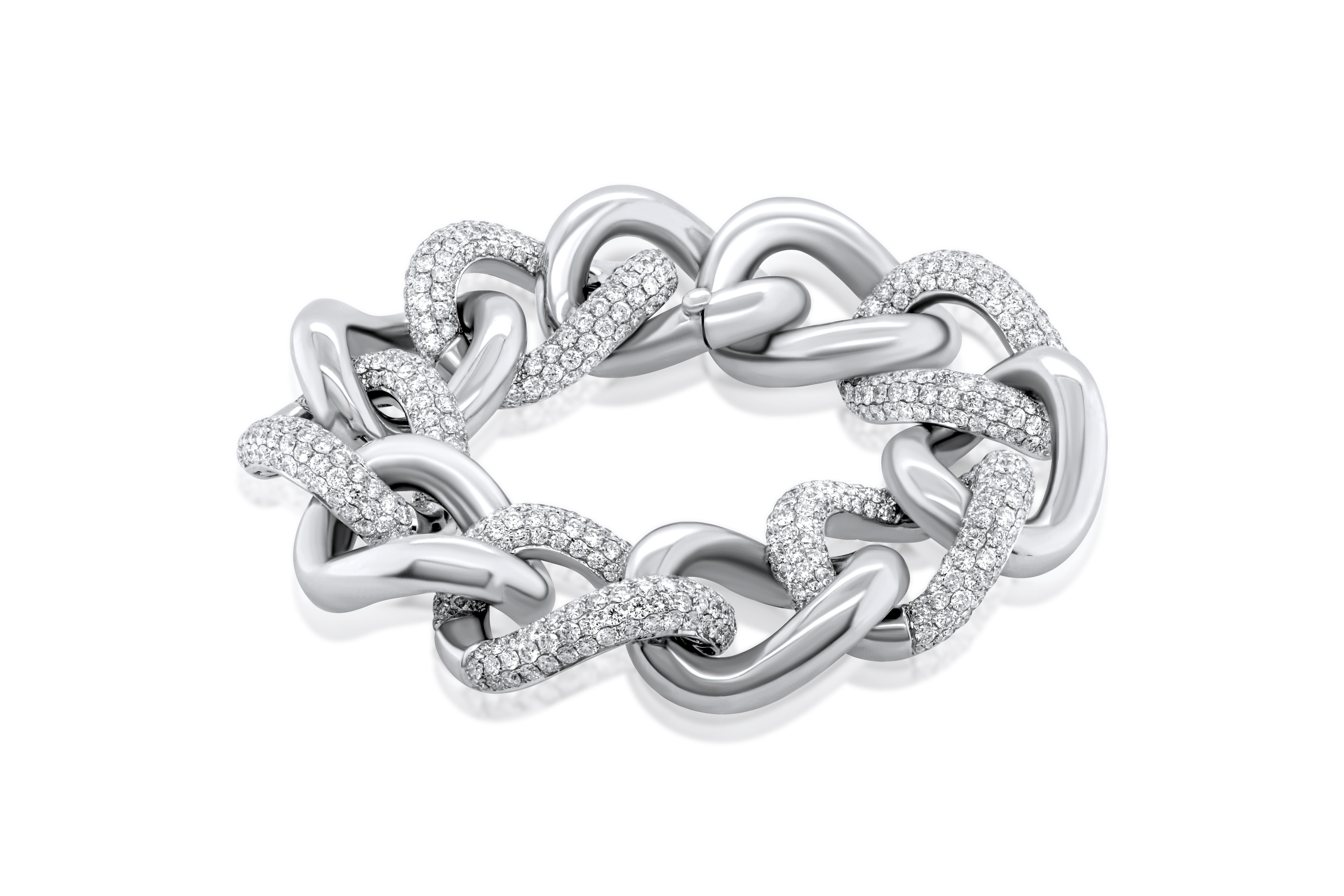 Diana M. Pulsera eslabonada de oro blanco de 18 quilates con 21,85 quilates de diamantes Corte brillante en venta
