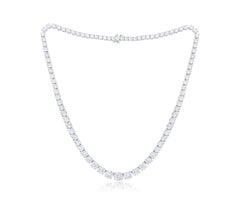 Diana M. 26.00 cts 18k White Gold Graduated Riviera  Necklace