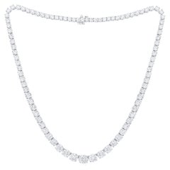 Diana M. Custom 17.45 Cts Round Diamond Graduated 18k White Gold Tennis Necklace