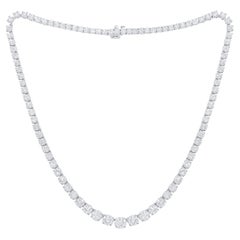 Diana M. Custom 23.38 cts 4 Prong 18k White Gold Graduated  Tennis Necklace 
