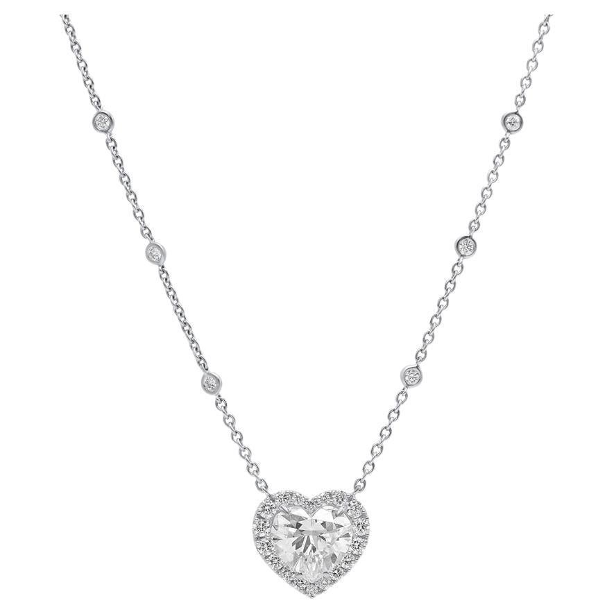 Diana M. 18KT WHITE GOLD MAGNIFICENT HEART SHAPE DIAMOND PENDANT WITH 5.34Cts 