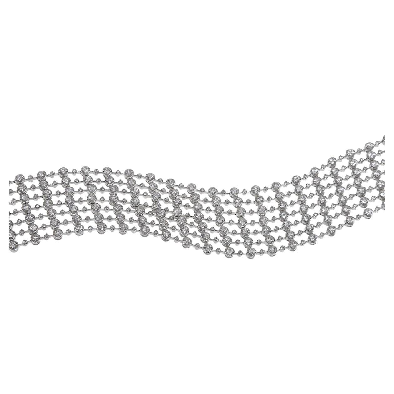 Diana M. 18kt white gold seven row bracelet featuring 13.00 cts of round diamond For Sale