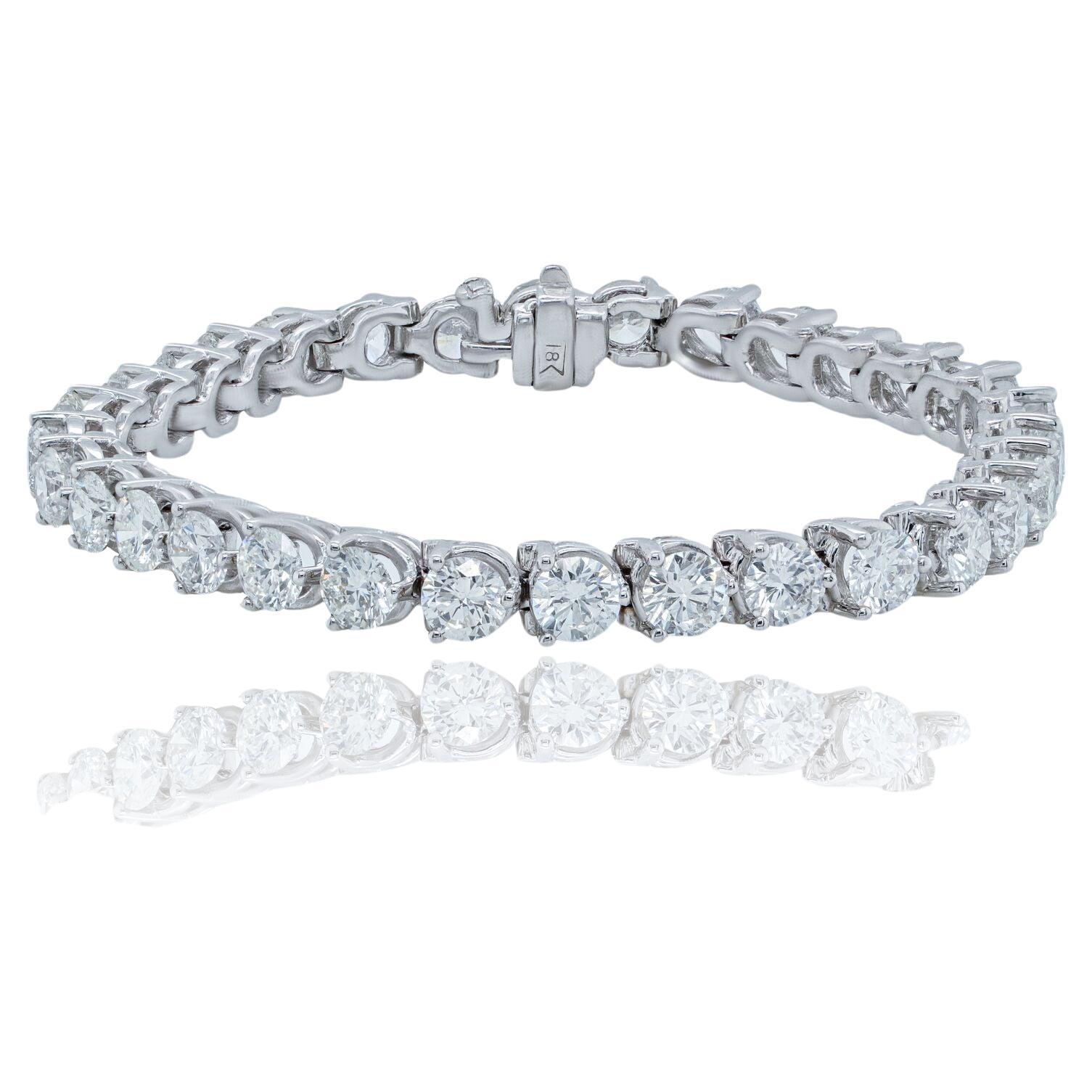 Diana M. Pulsera de tenis de oro blanco de 18 quilates con 7,85 cts tw de diamantes redondos