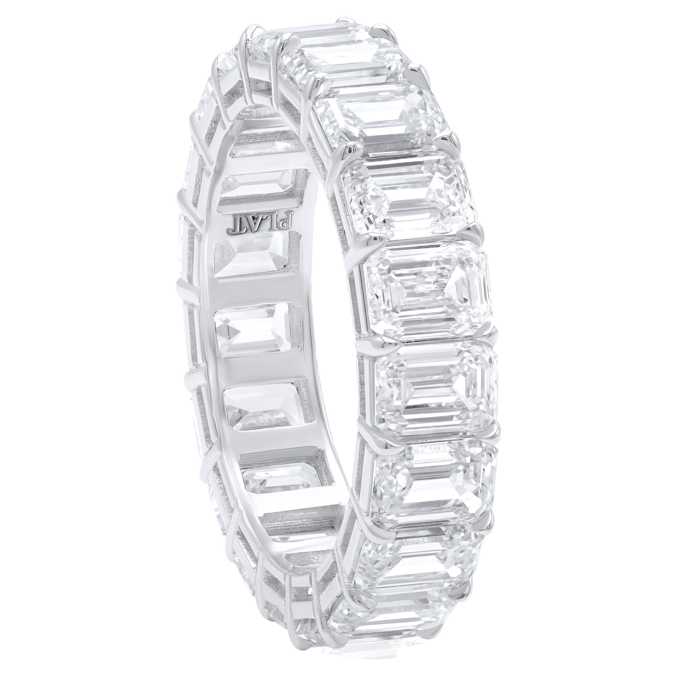 Diana M. 18KT WHITE GOLD WEDDING BAND 5.00CTS EMERALD CUT DIAMONDS, 21STONE For Sale