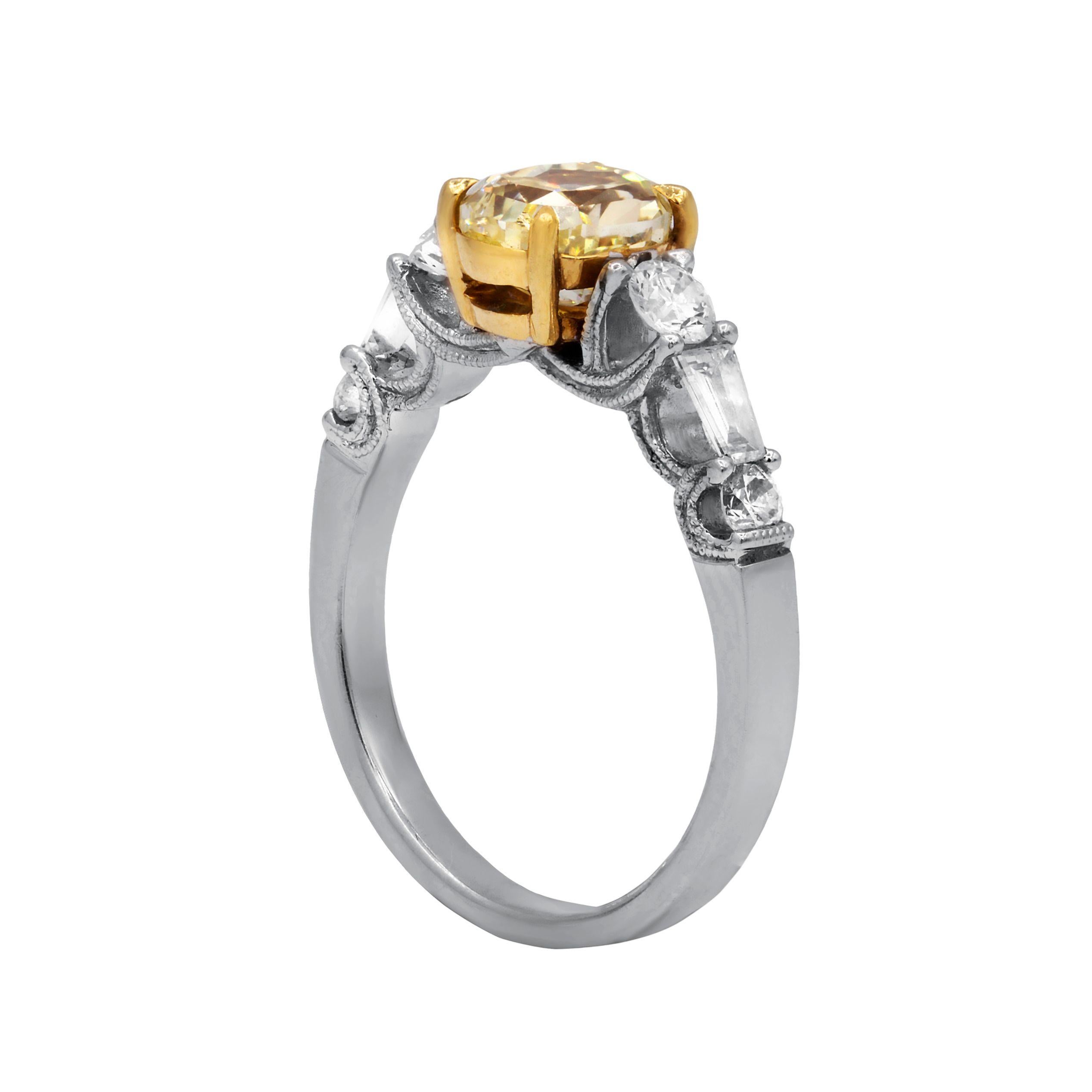 Modern Diana M  18Kt White & Yellow Gold 1.86 Ct Diamond Engagement Ring For Sale