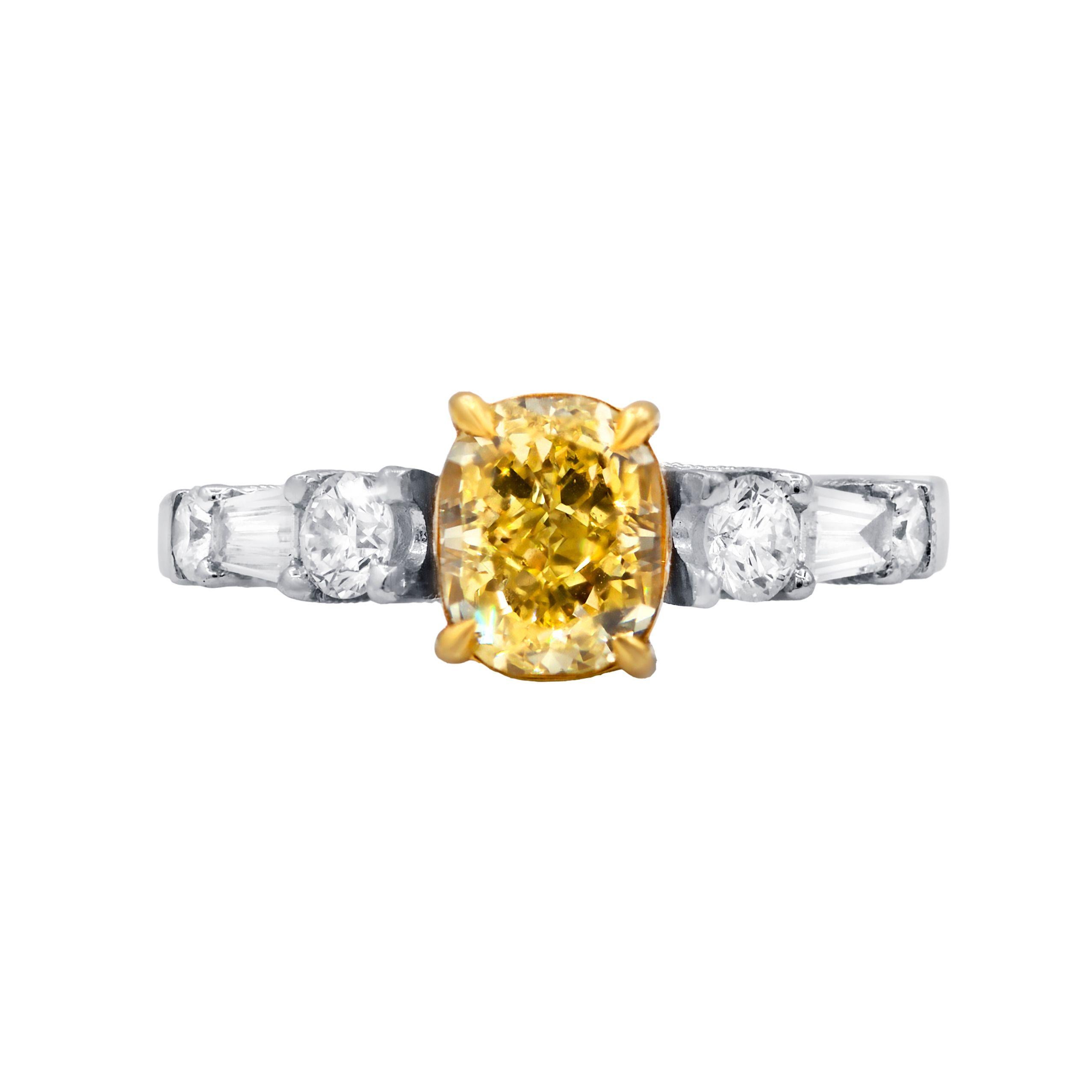 Oval Cut Diana M  18Kt White & Yellow Gold 1.86 Ct Diamond Engagement Ring For Sale