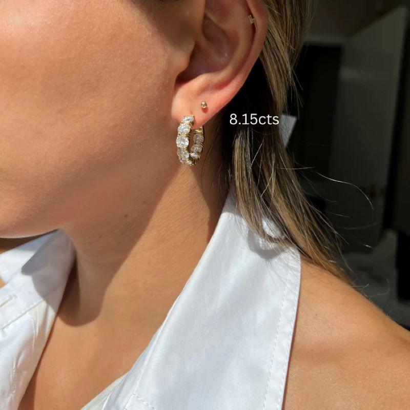 Aros de diamantes Diana M. de oro amarillo de 18 quilates con 4,30 cts tw de diamantes redondos Corte redondo en venta