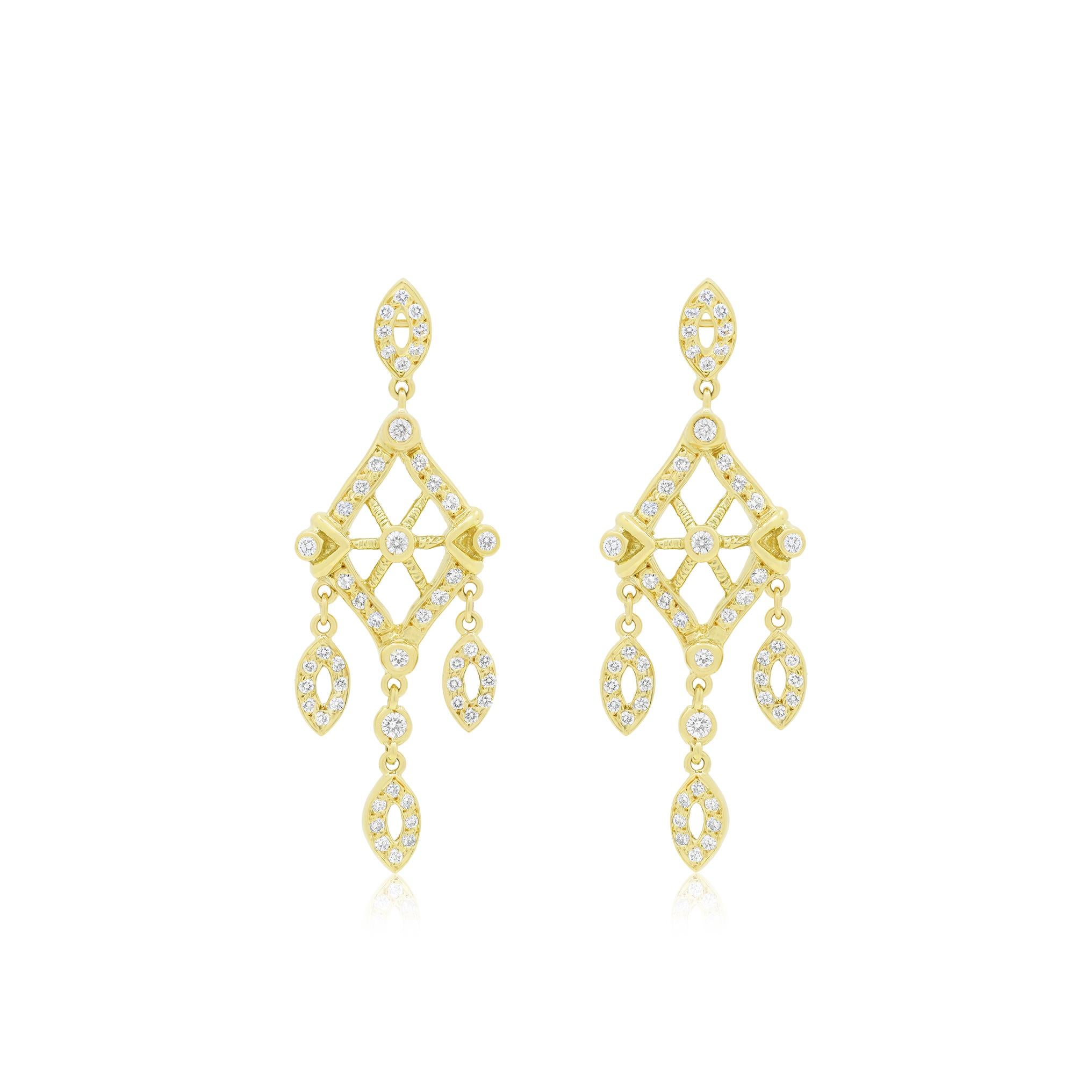 18kt yellow gold earrings diamond shape with 2.00cts total 

 Diana M. is a leading supplier of top-quality fine jewelry for over 35 years.
Diana M is one-stop shop for all your jewelry shopping, carrying line of diamond rings, earrings, bracelets,