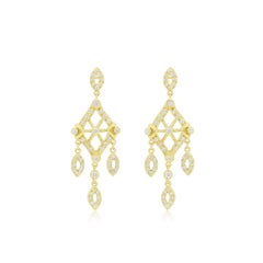 Diana M. 18kt yellow gold earrings diamond shape with 2.00cts total