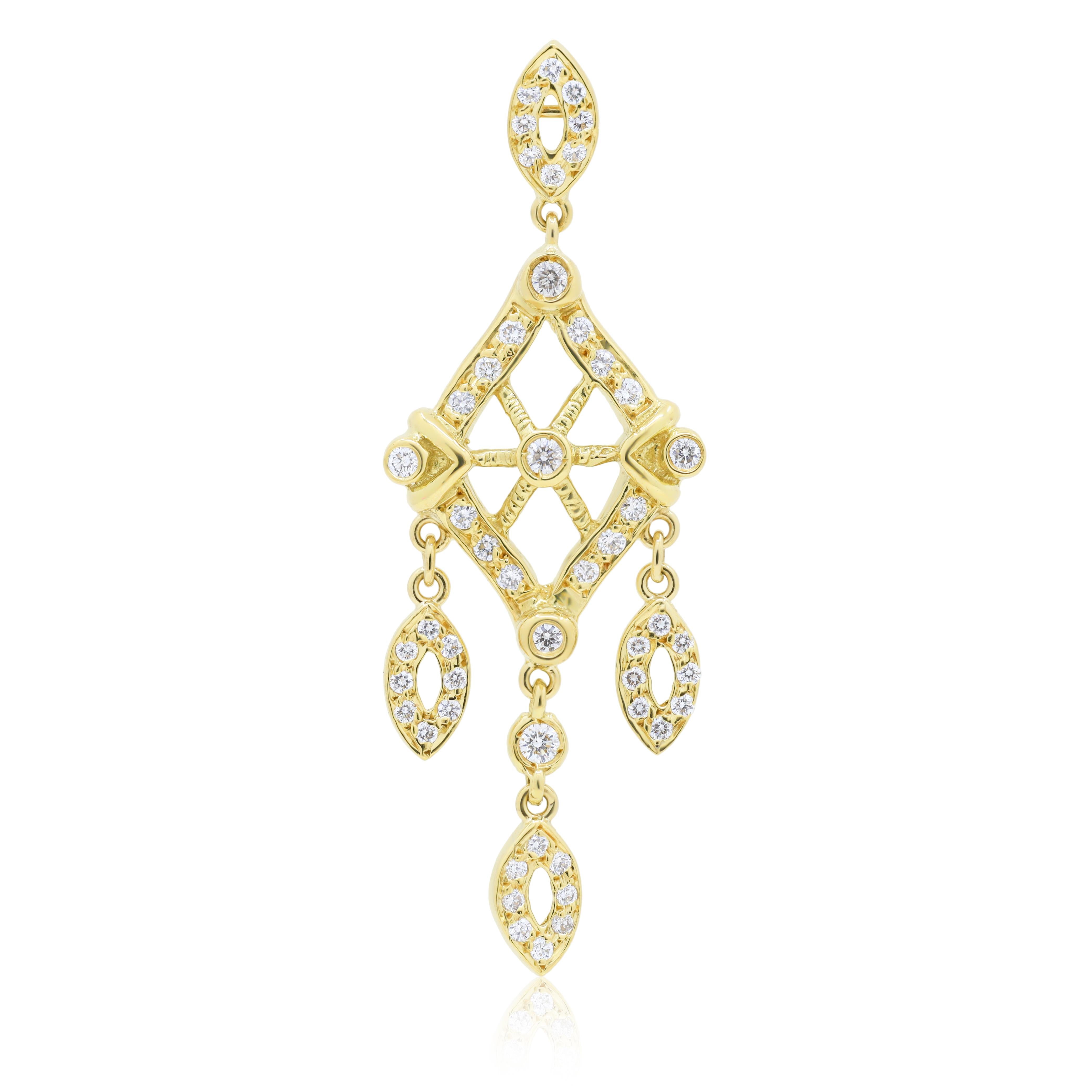 Moderne Diana M. Boucles d'oreilles en or jaune 18 carats en forme de diamant avec 2,00 carats au total  en vente