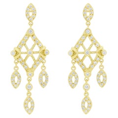 Diana M. 18kt yellow gold earrings diamond shape with 2.00cts total 