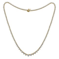 Diana M. 18kt Yellow Gold Graduated Reviera Tennis Necklace Featuring 11.15 cts
