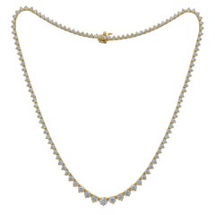 Diana M. 18kt Yellow Gold Graduated Reviera Tennis Necklace Featuring 11.15 cts 