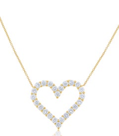 Diana M. 18kt yellow gold open heart pendant featuring 2.50 cts of round diamond
