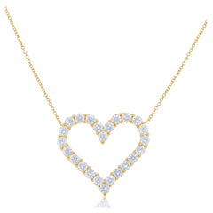 Diana M. Pendentif cœur ouvert en or jaune 18 carats avec 2,50 carats de diamants ronds