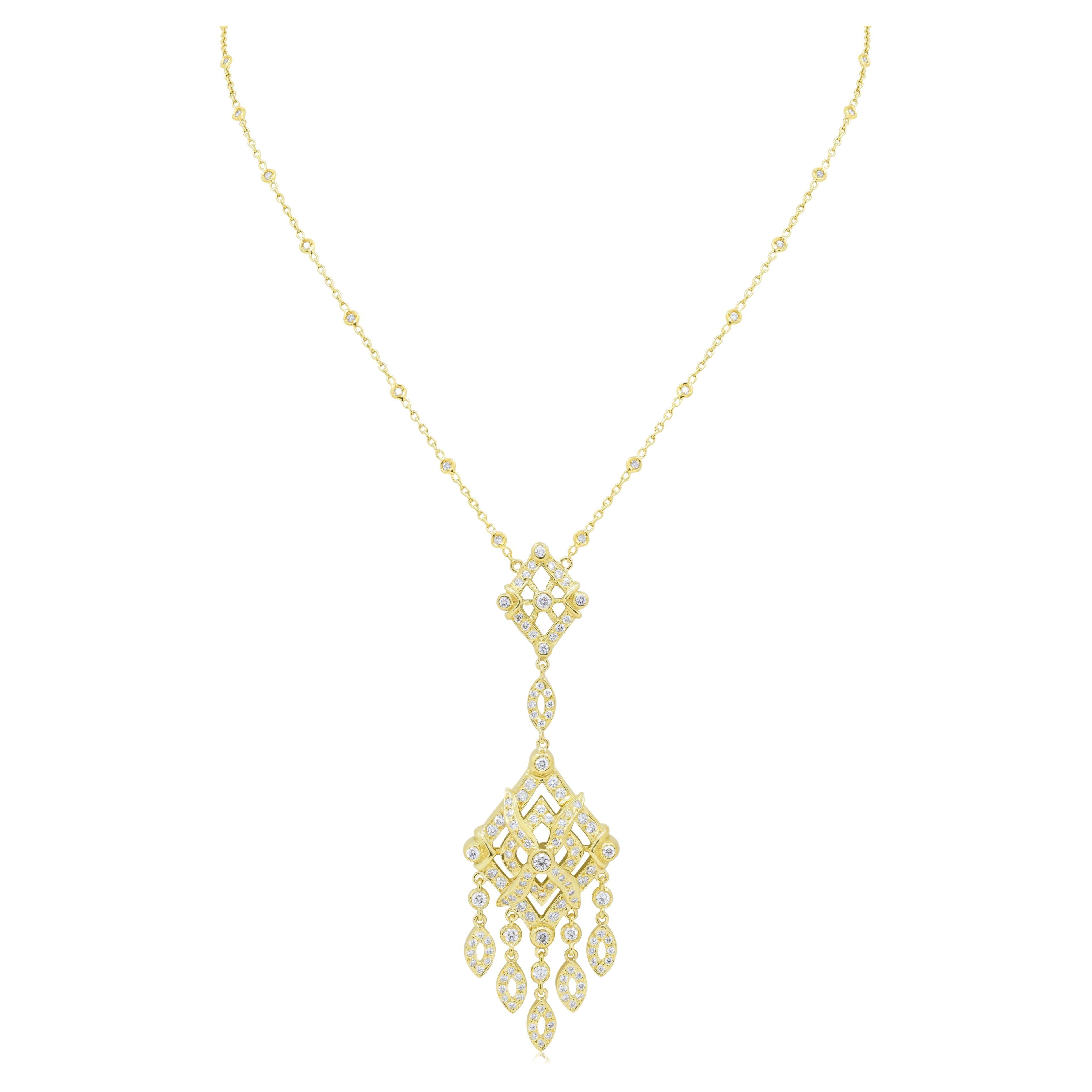 Diana M. 18kt yellow gold Pendent Woven Diamond Shape  For Sale