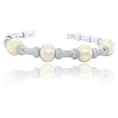 Diana M, manchette mode en diamants et perles jaunes de 1,90 carat