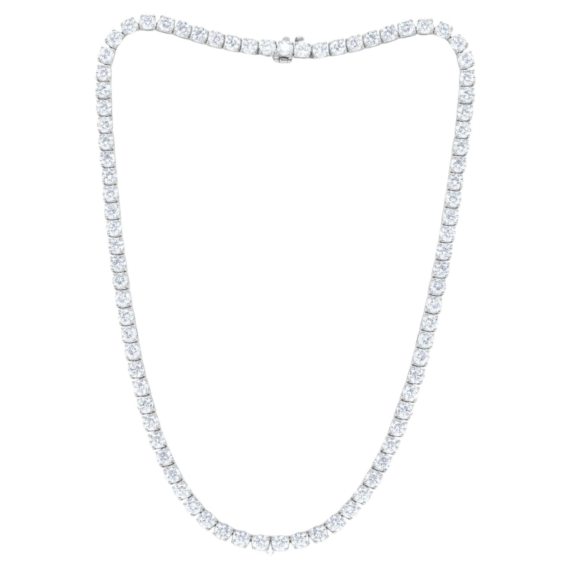 Diana M 19.00 Cts Diamond Straight Line Tennis Necklace in 18kt White Gold