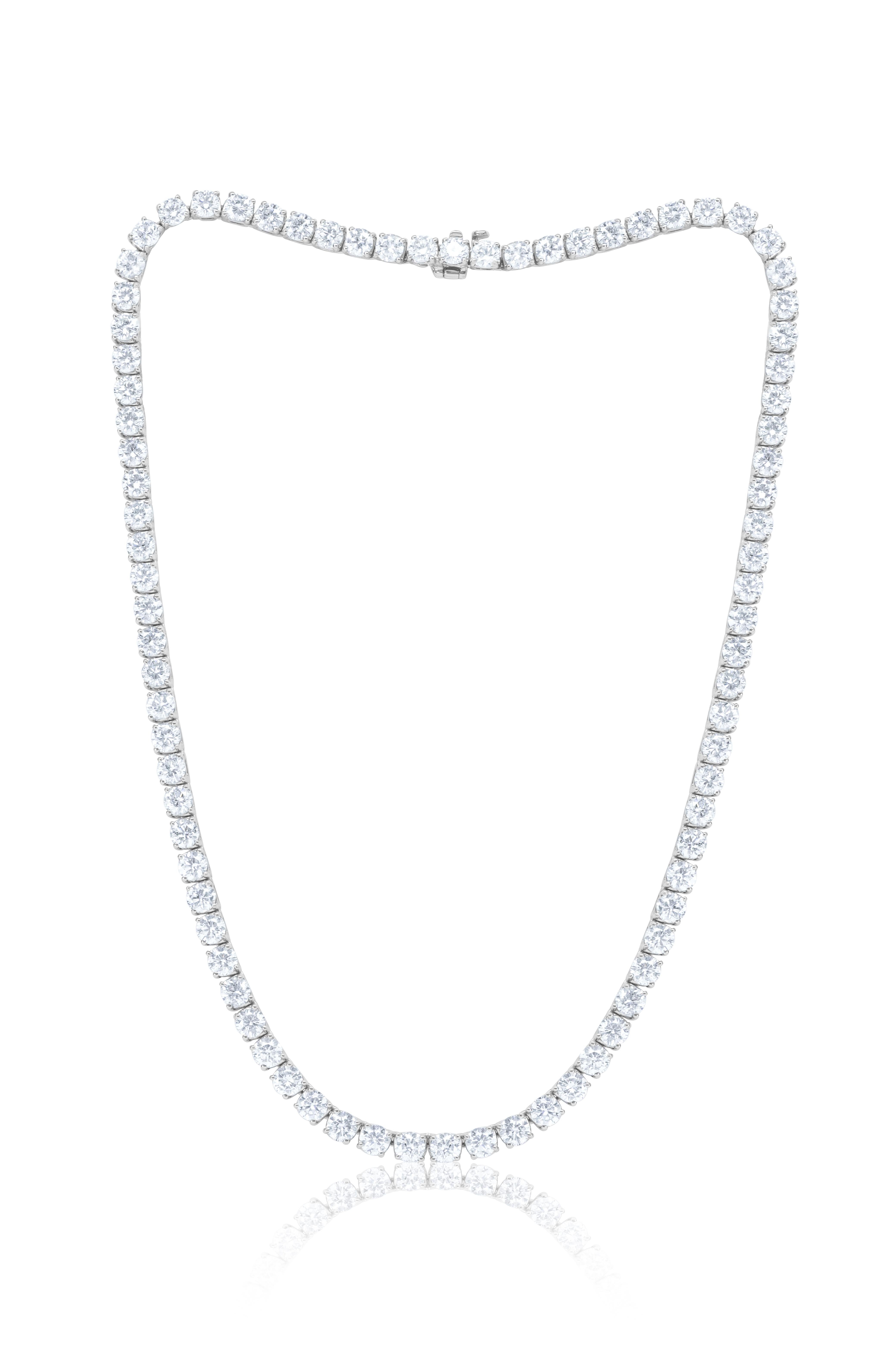Diana M 19.70 Cts Diamond Tennis Necklace in 14k White Gold In New Condition For Sale In New York, NY