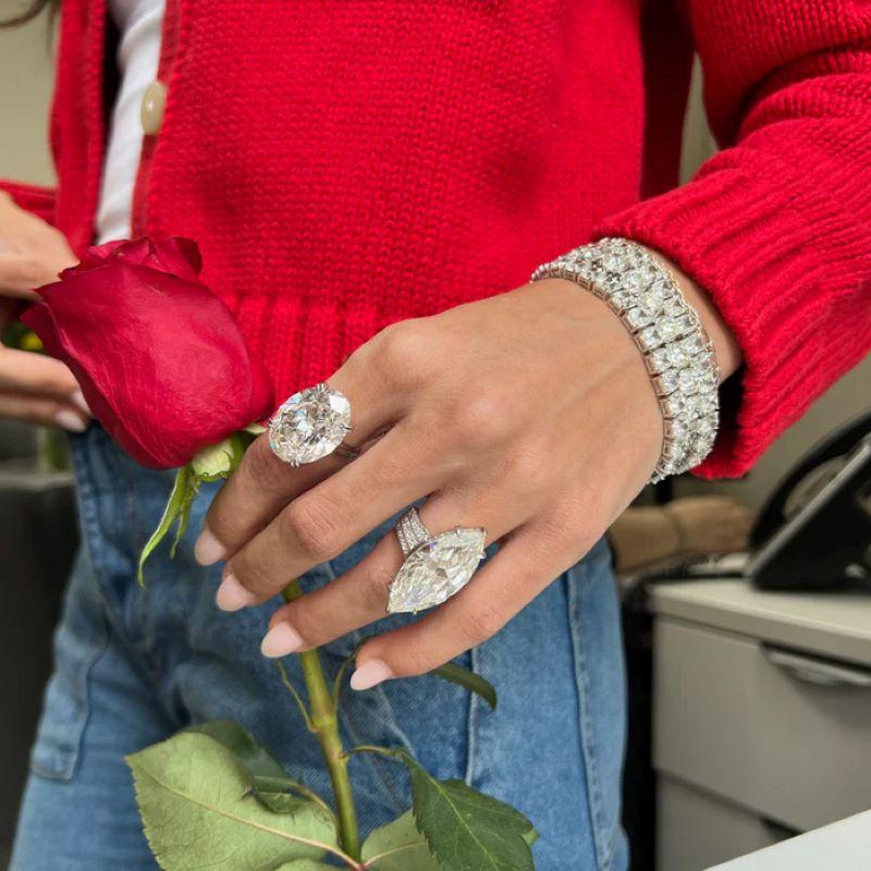 Diana M. Anillo de diamantes talla marquesa de 19,85 quilates sin defectos en venta 1