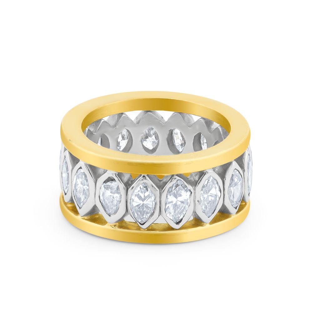 18 kt two-tone art deco band containing approximately 2.00 cts tw of marquise diamonds set in a bezel setting 