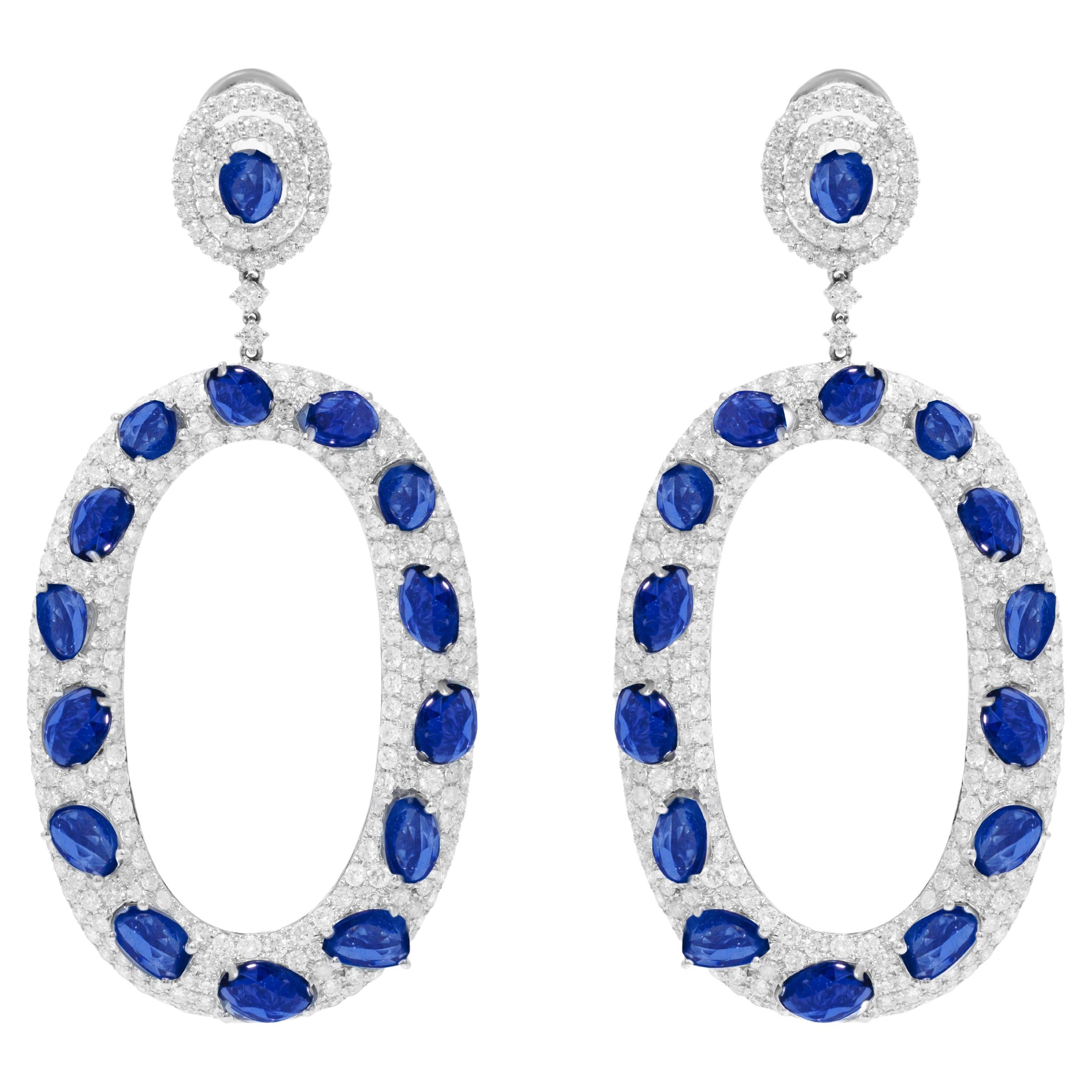 Diana M. 20.14 Carat Sapphire and Diamond Bagel Fashion Earrings  For Sale