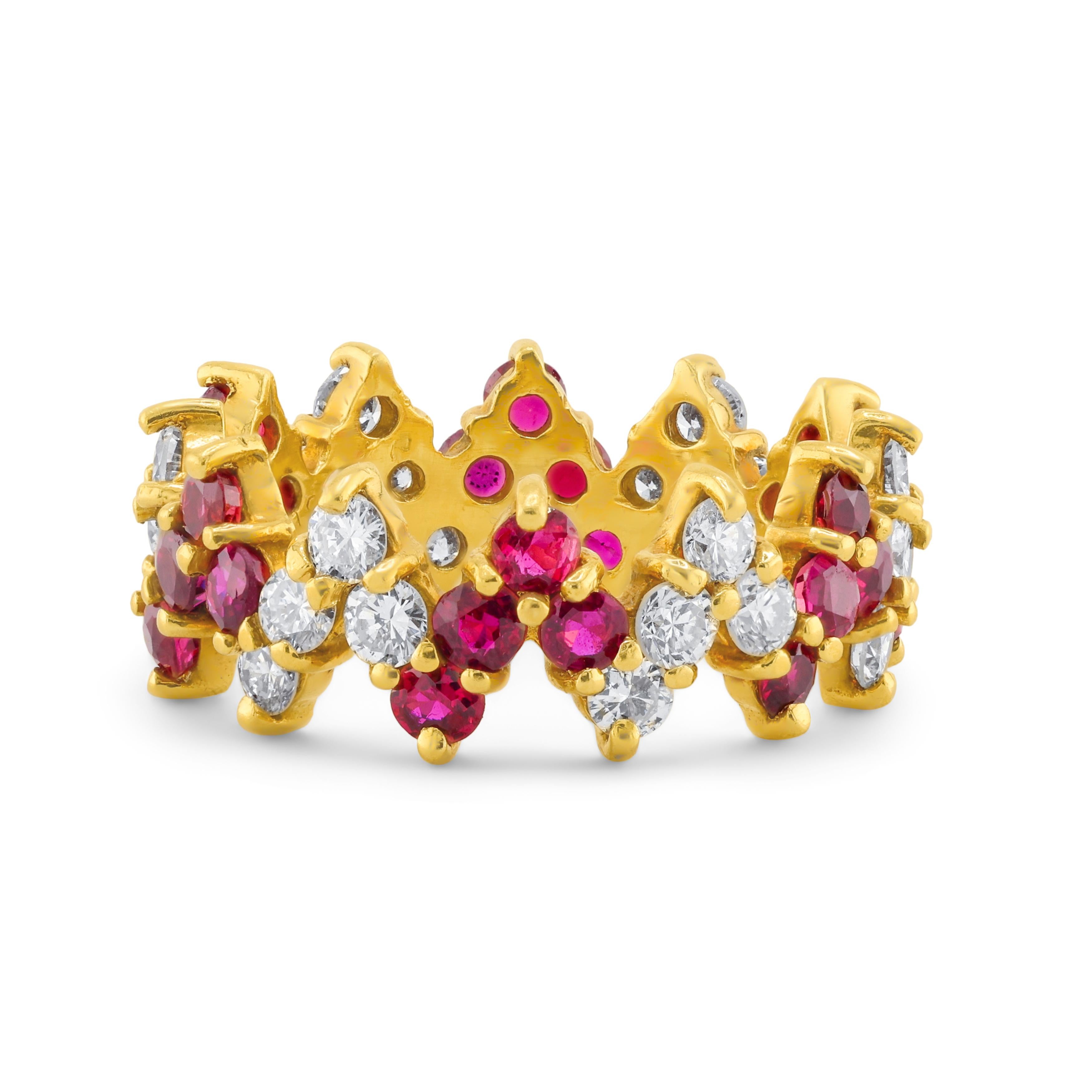 Diana M. 2.03 Cts. Ruby and Diamond Zigzag Fashion Ring In New Condition For Sale In New York, NY