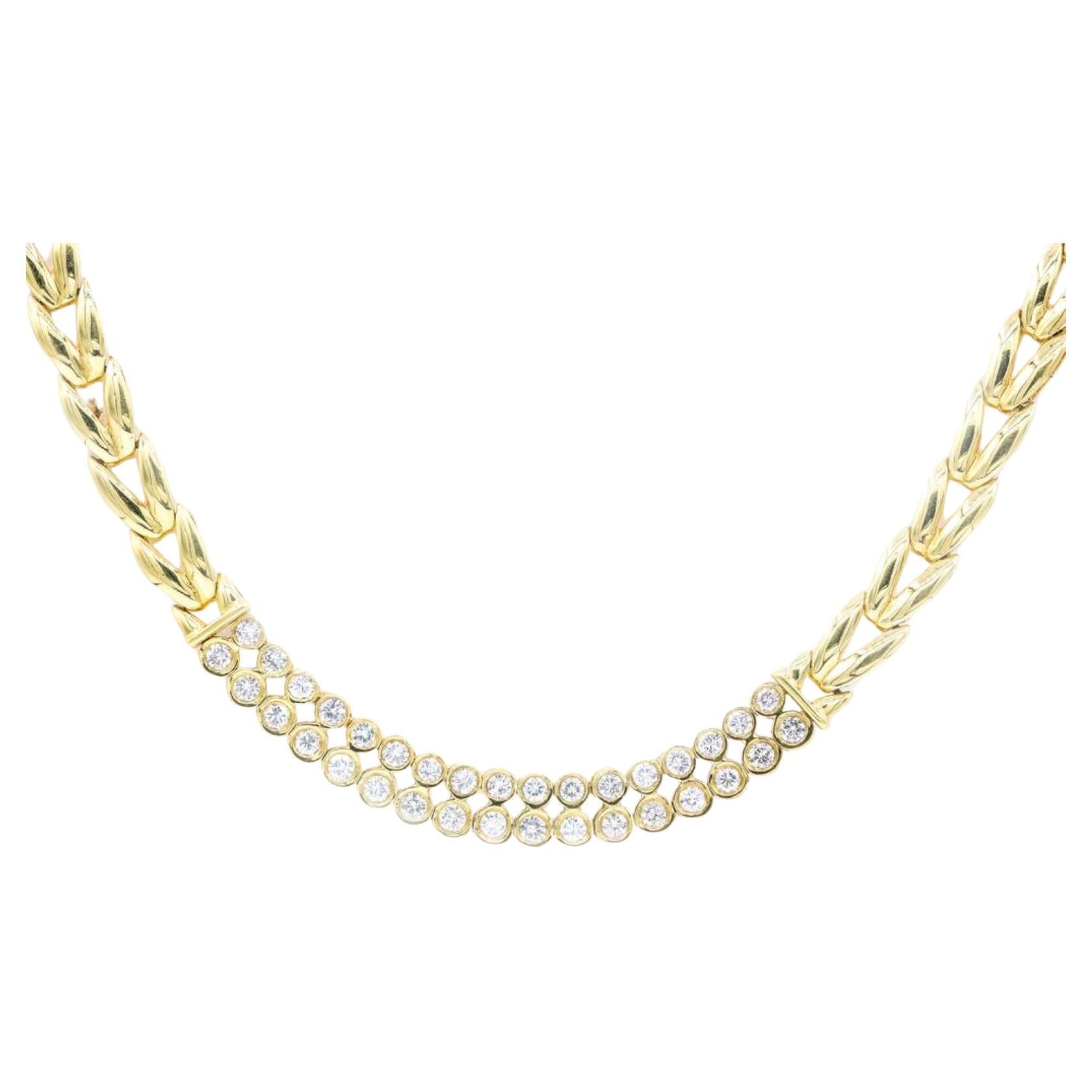 Diana M Collier ras du cou en or jaune 14 carats avec diamants 2,05 carats en vente