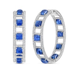 Diana M 20.90cts Blue Sapphire & 7.24cts Diamond Hoops
