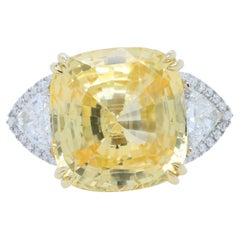 Diana M. 23.33ct No Heat Yellow Sapphire Sri Lanka With Trilliant 2.00cts Plat
