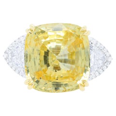 Diana M. 23.33ct No Heat Yellow Sapphire Sri Lanka With Trilliant 2.00cts Plat