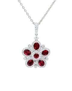 Diana M. 2.42 Carat Ruby and Diamond Flower Shaped Pendant