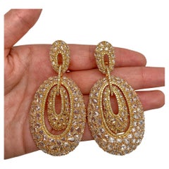 Diana M.  24cts Rose Cut Diamond Chandelier Earrings, 18k G-H Color VS Clairty 