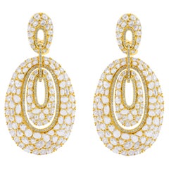 Diana M.  24cts Rose Cut Diamond Chandelier Earrings, 18k G-H Color VS Clairty 