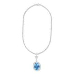 Diana M. 27.24 Cts. Aquamarine and Diamond Pendant