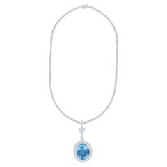 Diana M. 27.24 Cts. Aquamarine and Diamond Pendant
