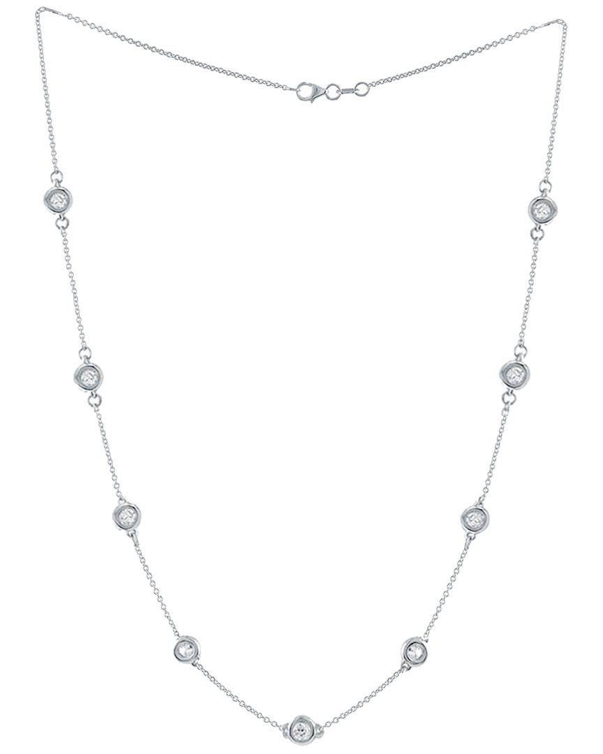 14kt white gold diamonds by the yard necklace features 2.70 cts tw of white round diamonds, 9 stones 18