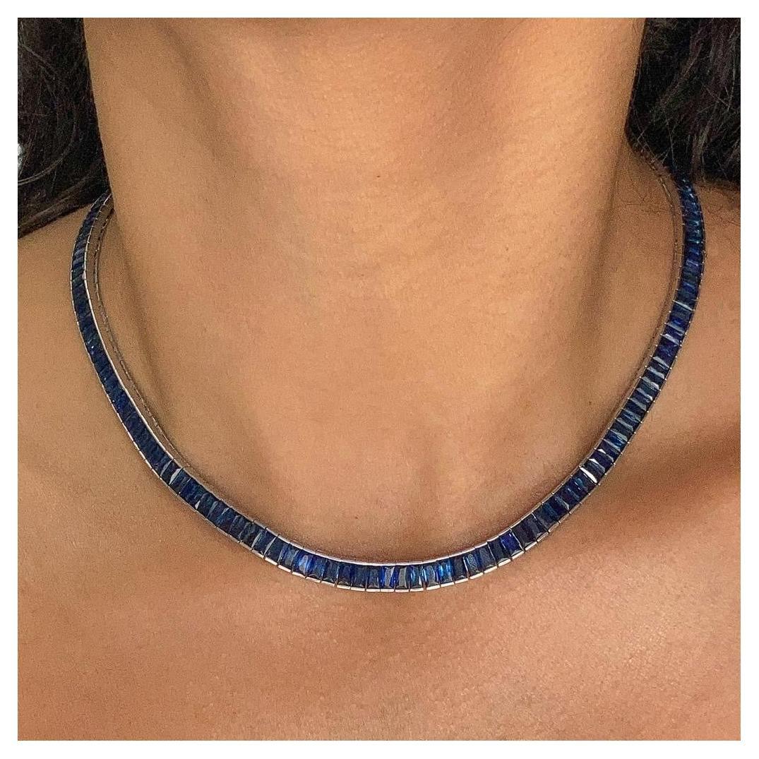 Diana M. 28.00 ct Unheated Sapphire Necklace GIA Certified  For Sale