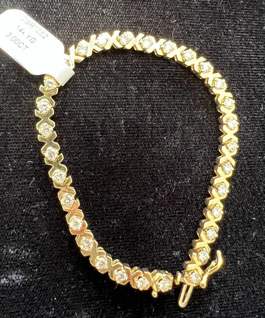 Diana M. 3.00 CT. Pulsera de Diamantes. Oro amarillo de 14 quilates Corte redondo en venta