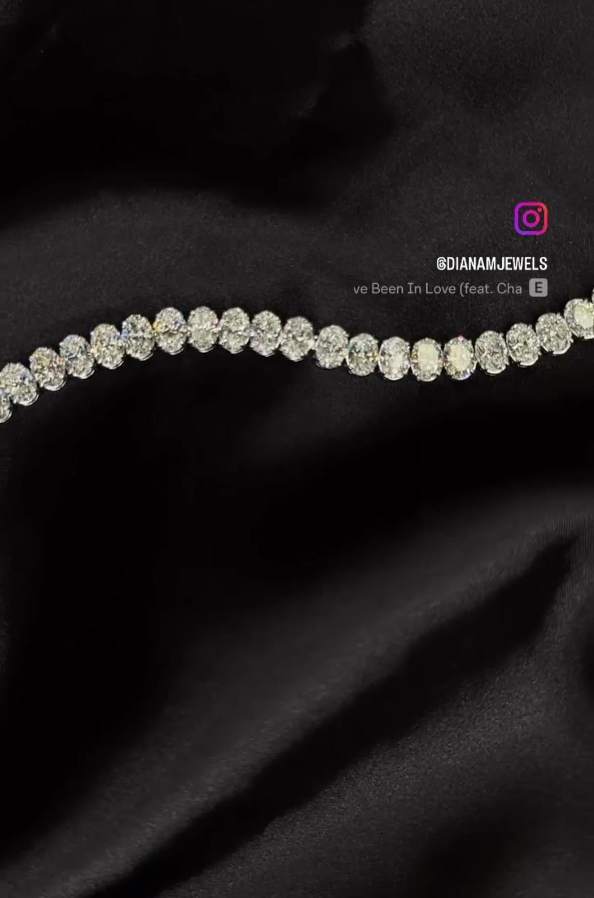 Diana M. Custom 30.05 Cts Oval Shaped Diamond Tennis Bracelet   In New Condition For Sale In New York, NY